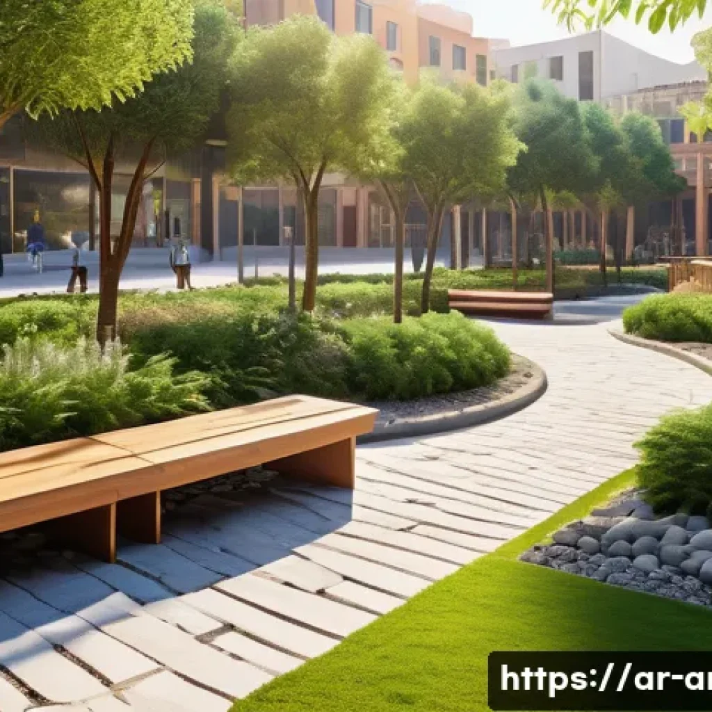 건축사와 지역 커뮤니티 프로젝트 - A vibrant urban community park in a Middle Eastern city, featuring lush green gardens with native pl...